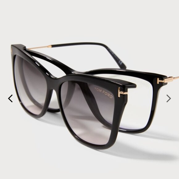 SOLD! TOM FORD TF5824 - Black Eyeglasses with Magnetic Clip-on Sunglasses - Picture 2 of 16